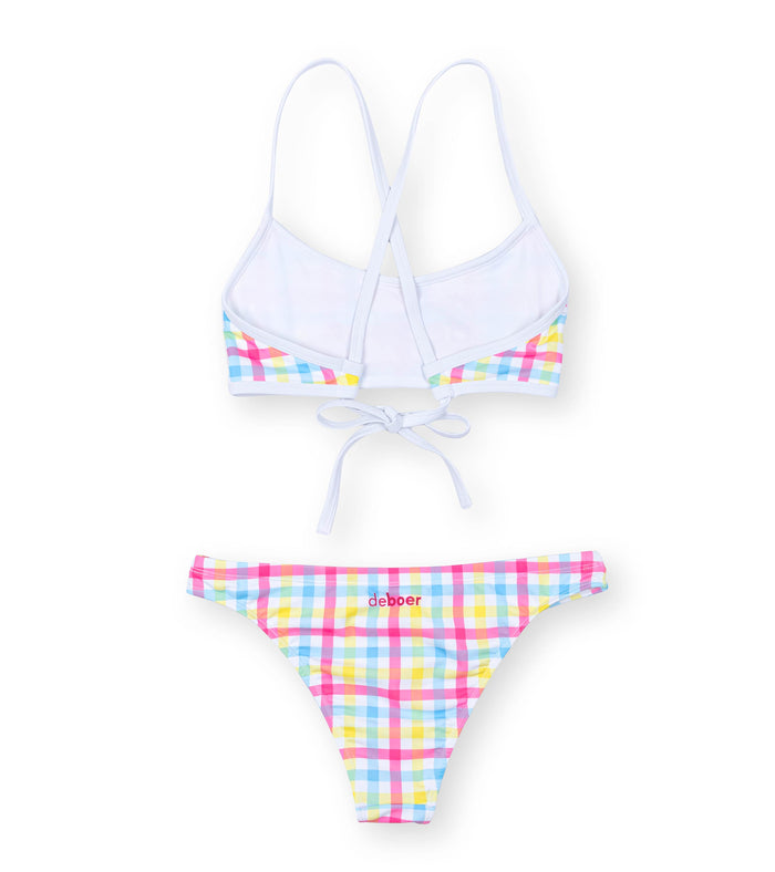 women's two piece ripple buffalo check/pink - deboer swim