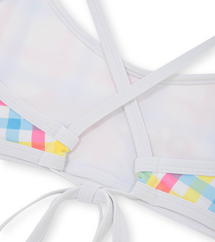 women's two piece ripple buffalo check/pink - deboer swim