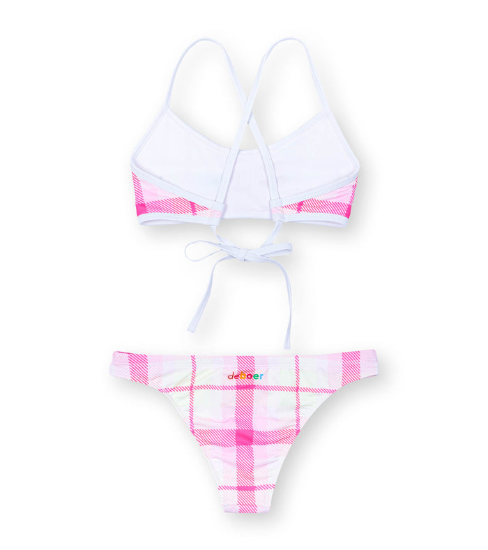 women's two piece ripple plaid/pink - deboer swim