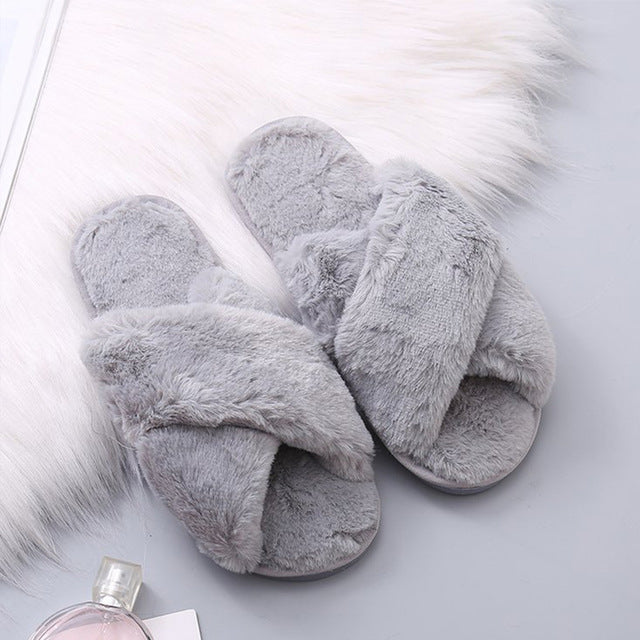 Women's Warm Winter Faux Fur Home Slippers - foxberryparkproducts