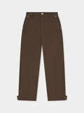WOVEN CANVAS DISTRESSED TROUSER - BROWN