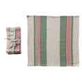 Woven Flour Sack Napkins with Stripes, Natural, Set of 4 Tied with Tape