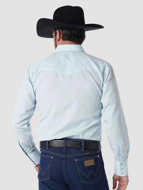Wrangler Western Blue Pearl Snap Long Sleeve