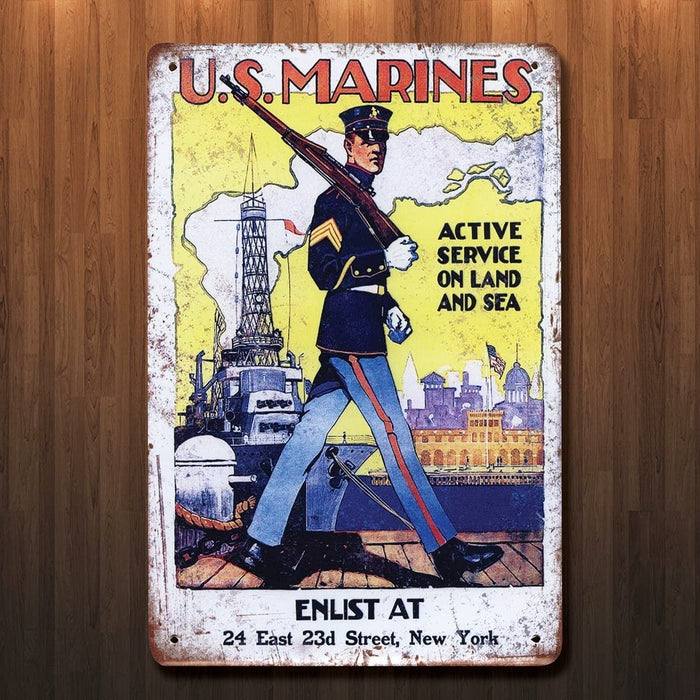 WWI US Marines Metal Sign