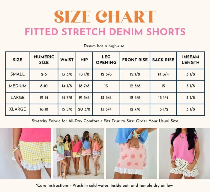 Yellow Dot Denim Shorts