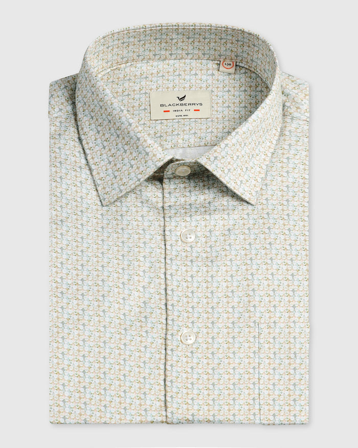 Yellow Half Sleeve Printed Shirt - Nicole