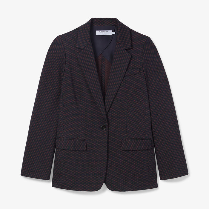 Packshot image of the yiyan blazer in navy multi