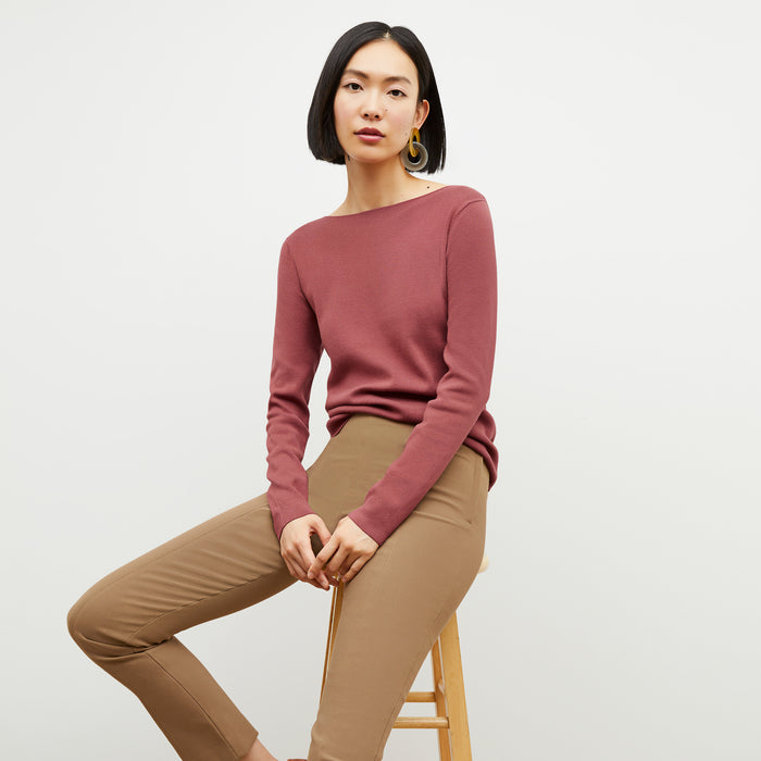 Front image of a woman wearing the Yuna Earrings in Brown Multi