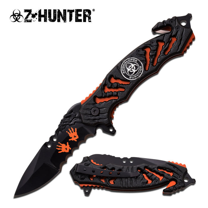 Zombie Bio Hazard Apocalypse Survivor Rescue Knife - Orange ZB-160OR