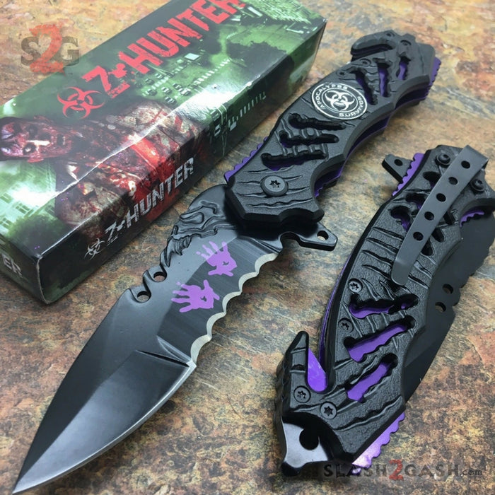 Zombie Bio Hazard Apocalypse Survivor Rescue Knife - Purple ZB-160PE