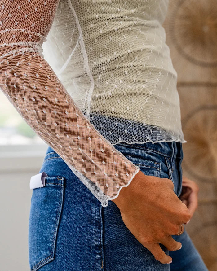 Zutter Lace White Mesh Top