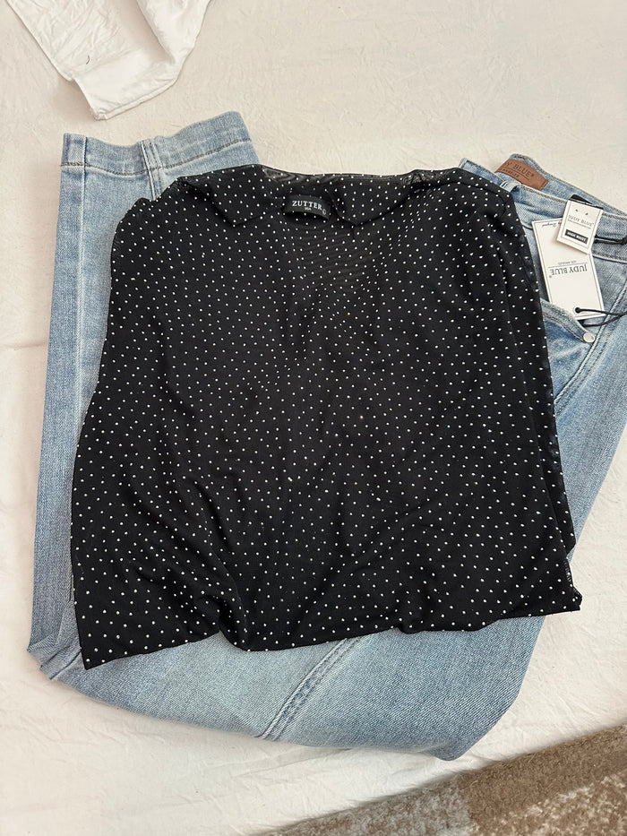 Zutter Rhinestone Mesh Top